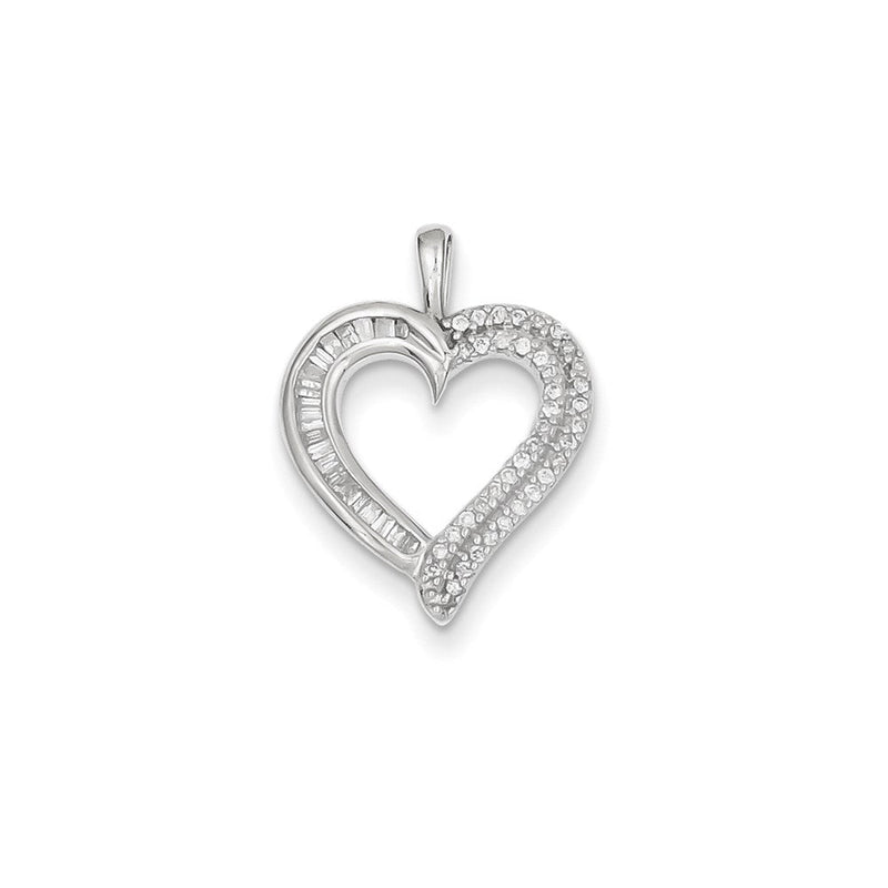 14K Weißgold Diamant-Baguette-Herzanhänger, 0,26 ct