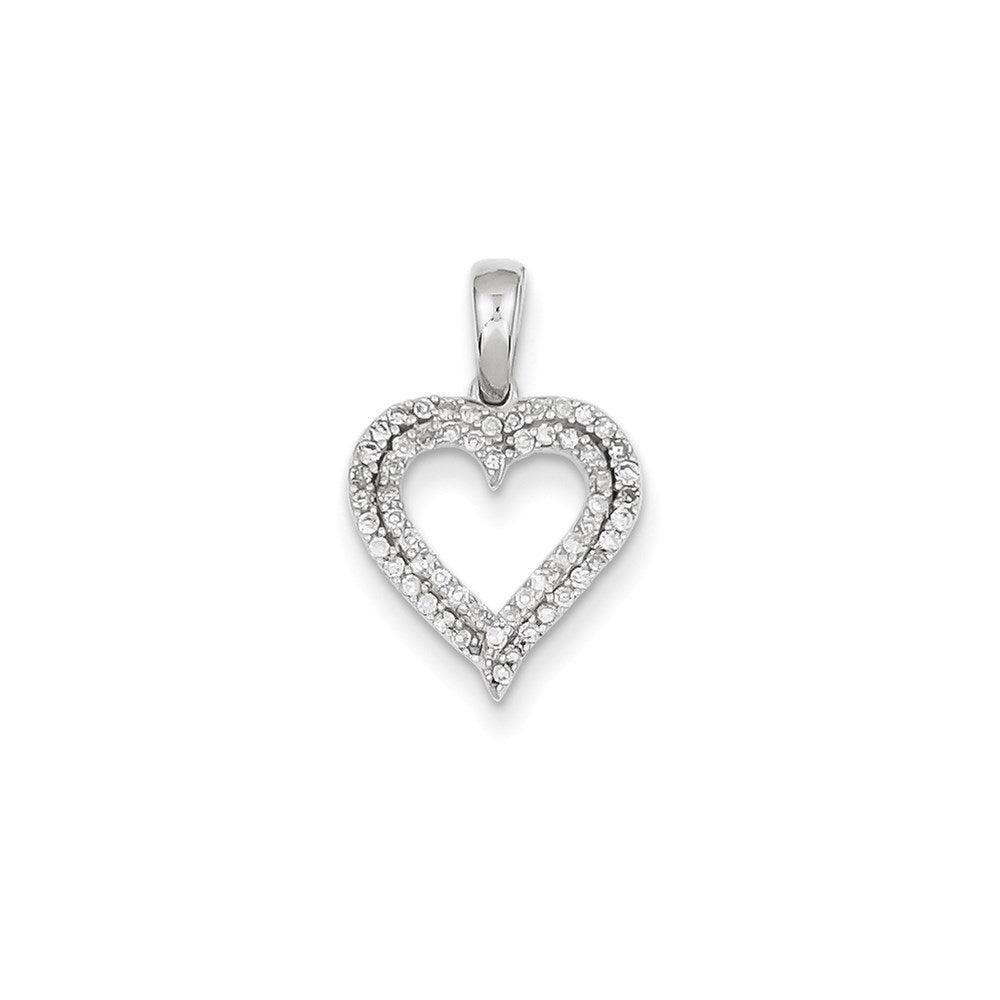 14K Weißgold Herzanhänger mit echten Diamanten