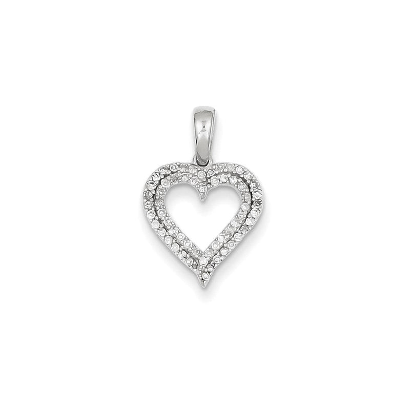 14K Weißgold Herzanhänger mit echten Diamanten