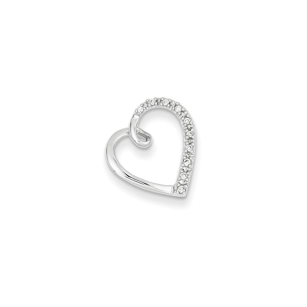 14K Weißgold Herz-Gleitanhänger mit echtem Diamant an Kette