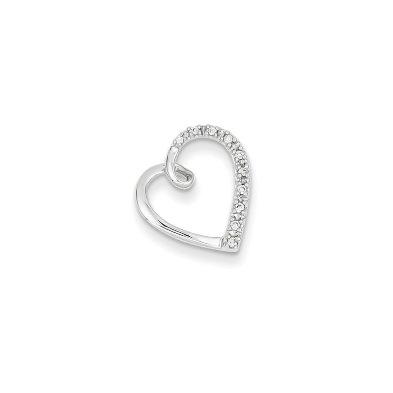 14K Weißgold Herz-Gleitanhänger mit echtem Diamant an Kette