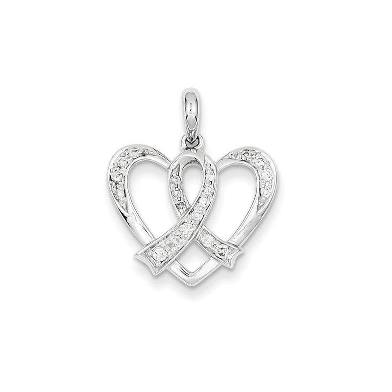 14K Weißgold Anhänger mit echtem Diamanten