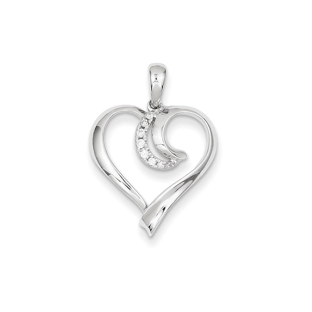 14K Weißgold Diamant-Herz-Anhänger