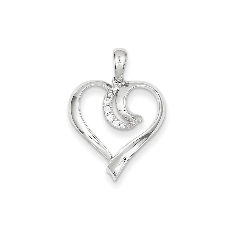 14K Weißgold Diamant-Herz-Anhänger