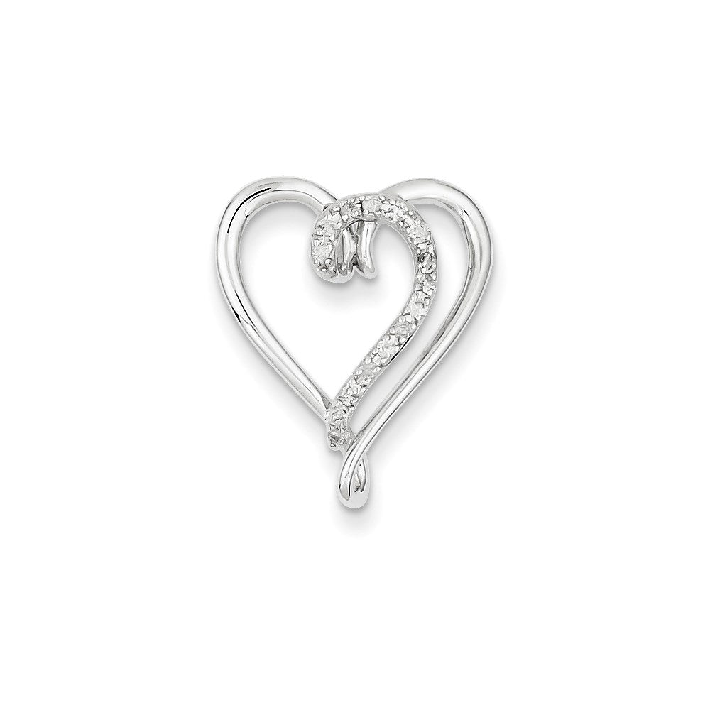 14K Weißgold Herz-Gleitanhänger mit echten Diamanten