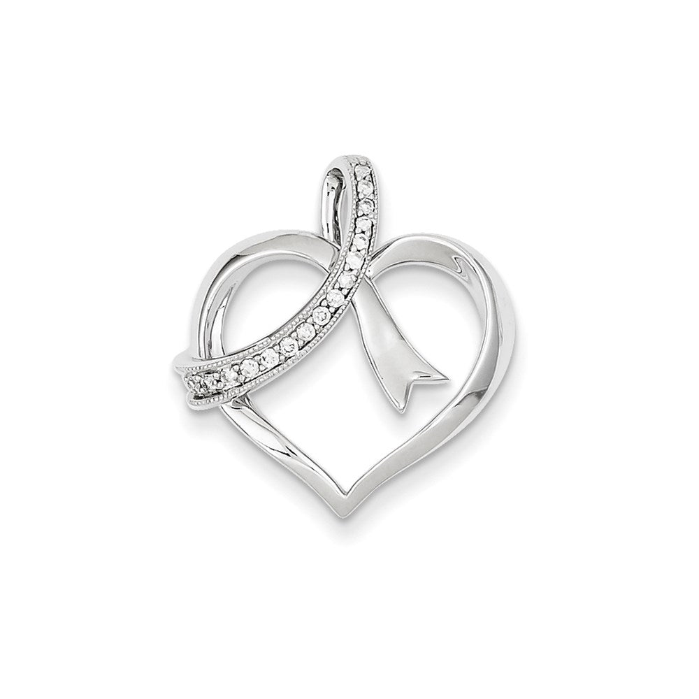 14K Weißgold Echt Diamant Herz Kette Anhänger