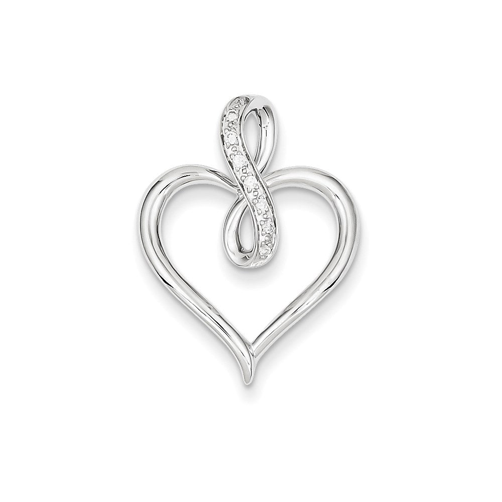 14K Weißgold Herzanhänger mit echten Diamanten in Herzform