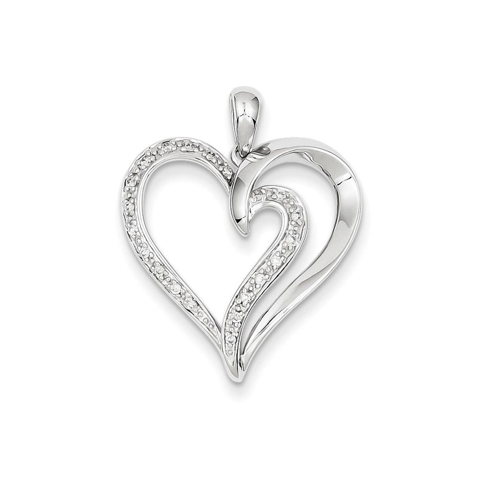 14K Weißgold Herz-Anhänger mit echtem Diamant