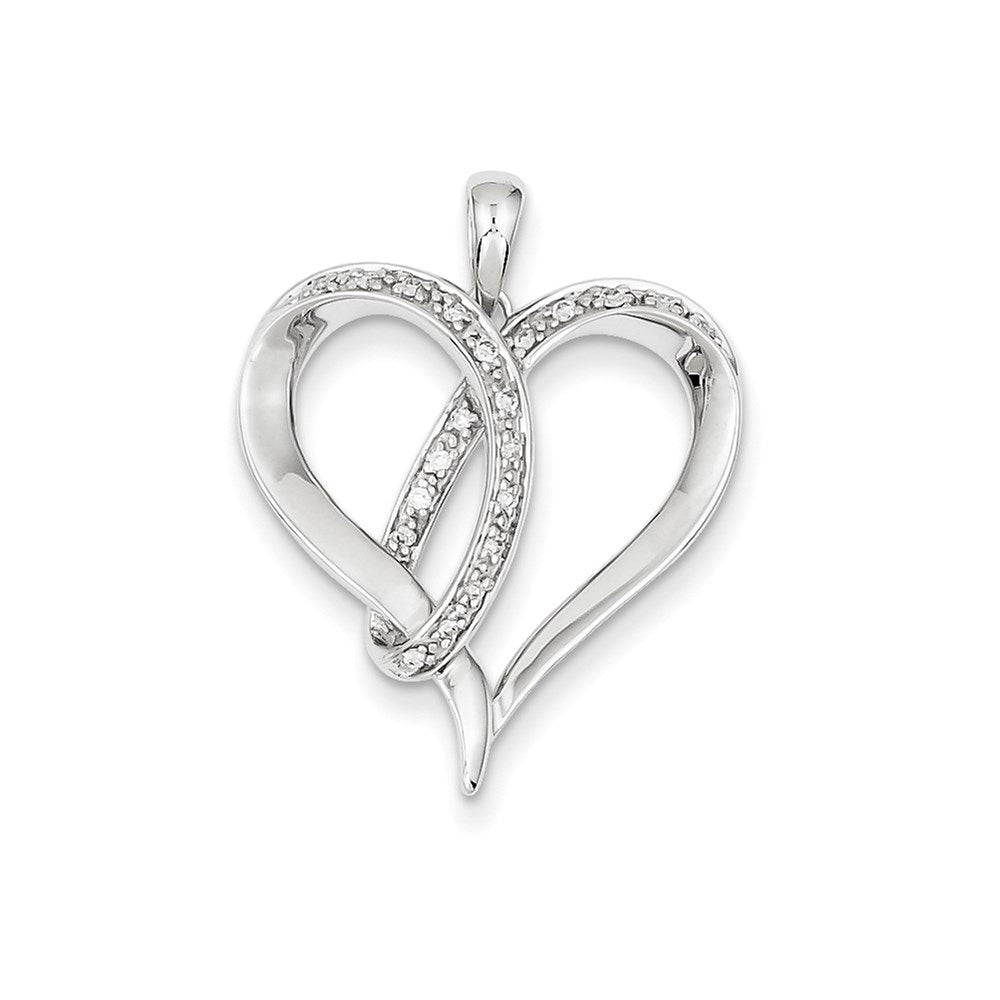 14K Weißgold Herzanhänger mit echten Diamanten