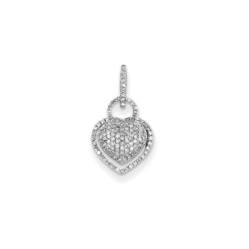 14K Weißgold Herzanhänger mit echtem Diamant