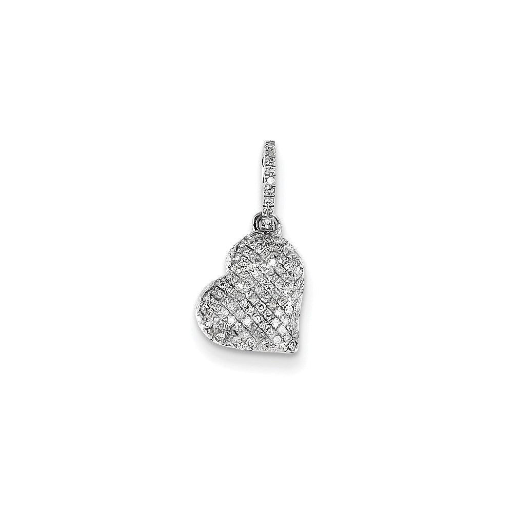 14K Weißgold Herzanhänger mit echtem Diamant