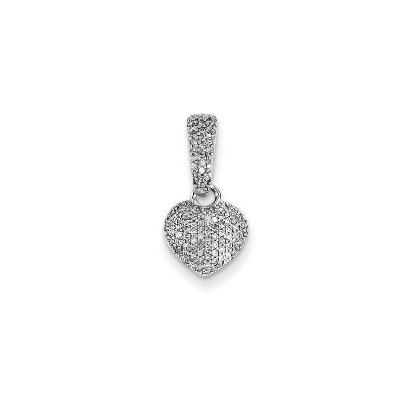 14K Weißgold Herzanhänger mit echtem Diamant
