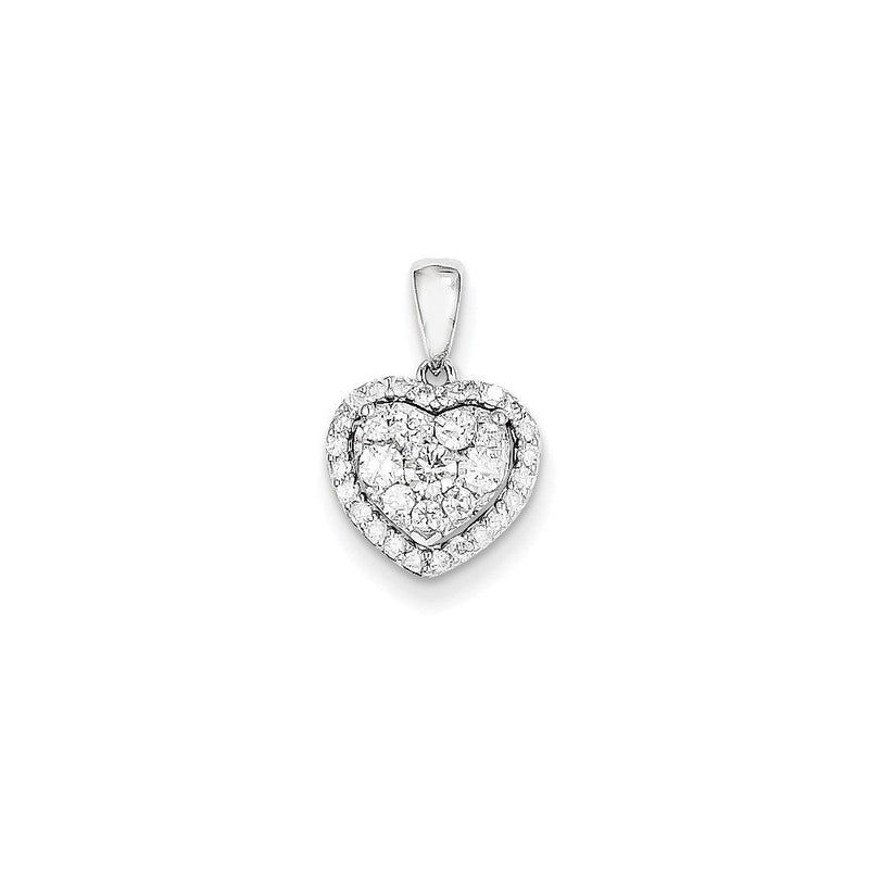 14K Weißgold Herz-Anhänger mit echten Diamanten