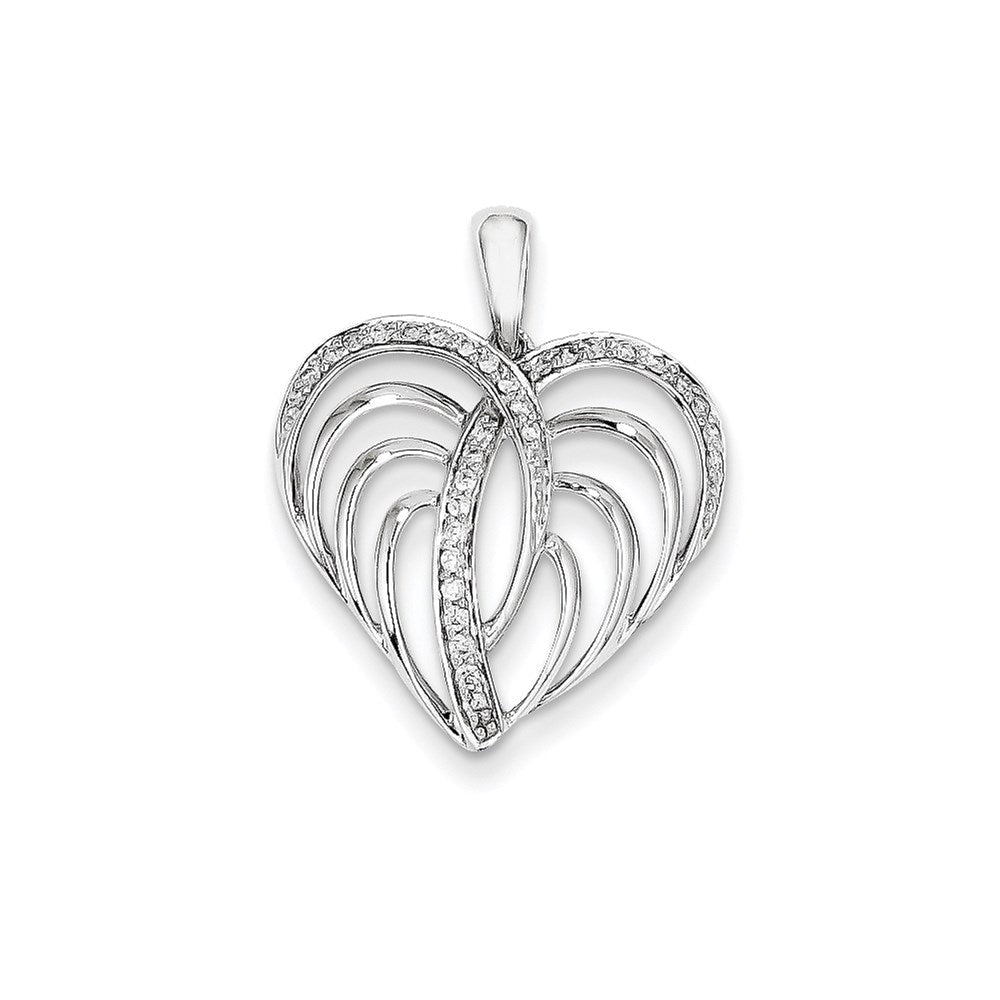 14K Weißgold Herzanhänger mit echtem Diamant