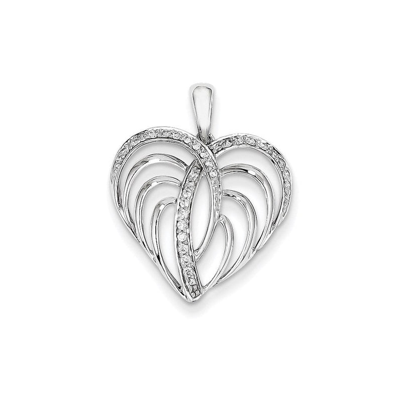 14K Weißgold Herzanhänger mit echtem Diamant