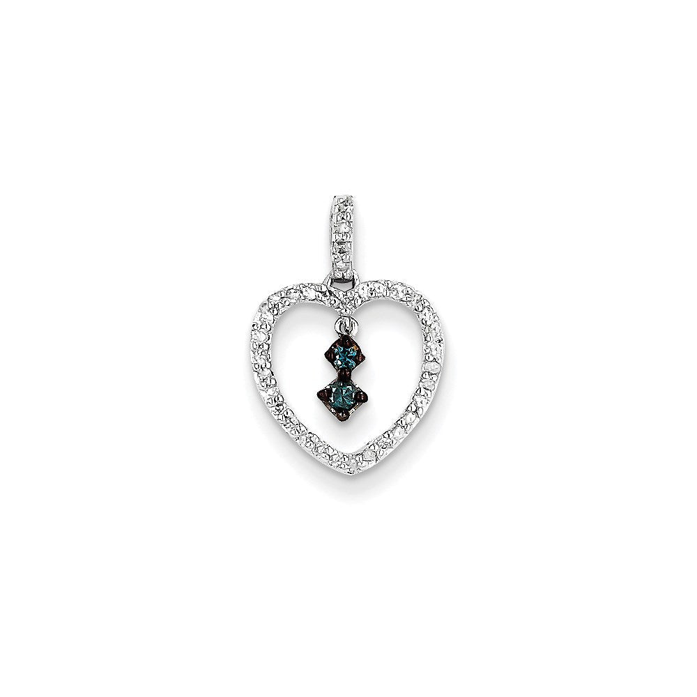 14K Weißgold Anhänger mit weißen und blauen Diamanten