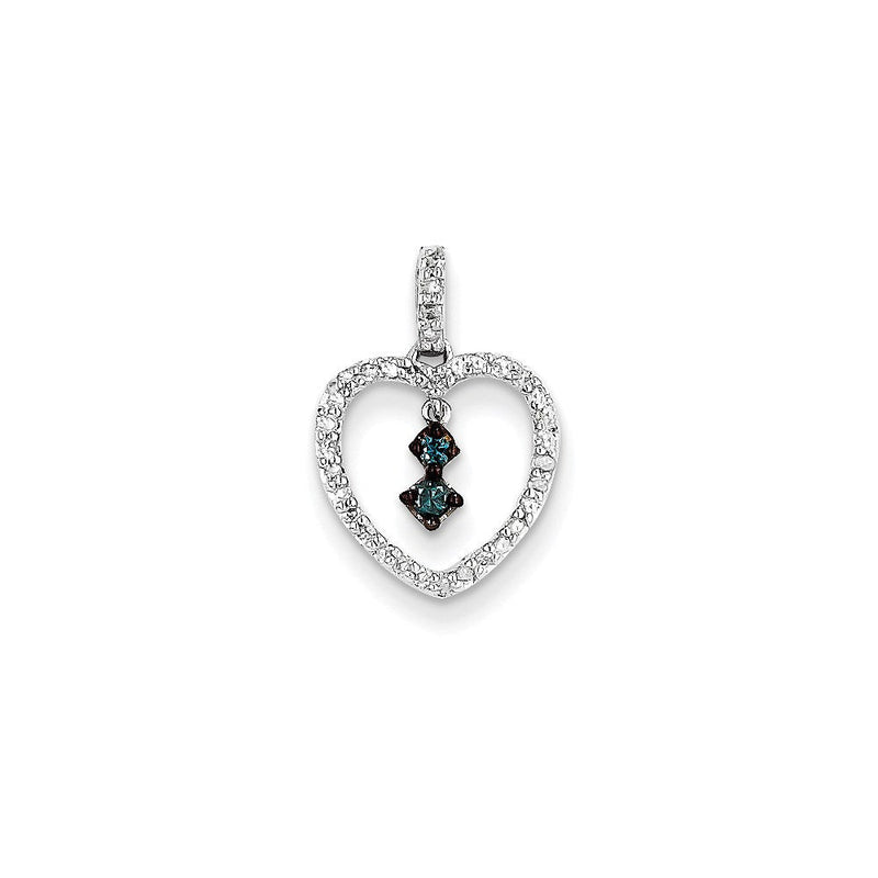 14K Weißgold Anhänger mit weißen und blauen Diamanten