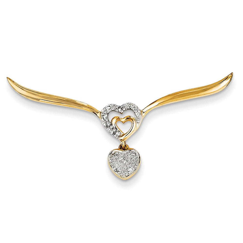 14K Gelbgold Herz-Gleitanhänger mit echtem Diamant