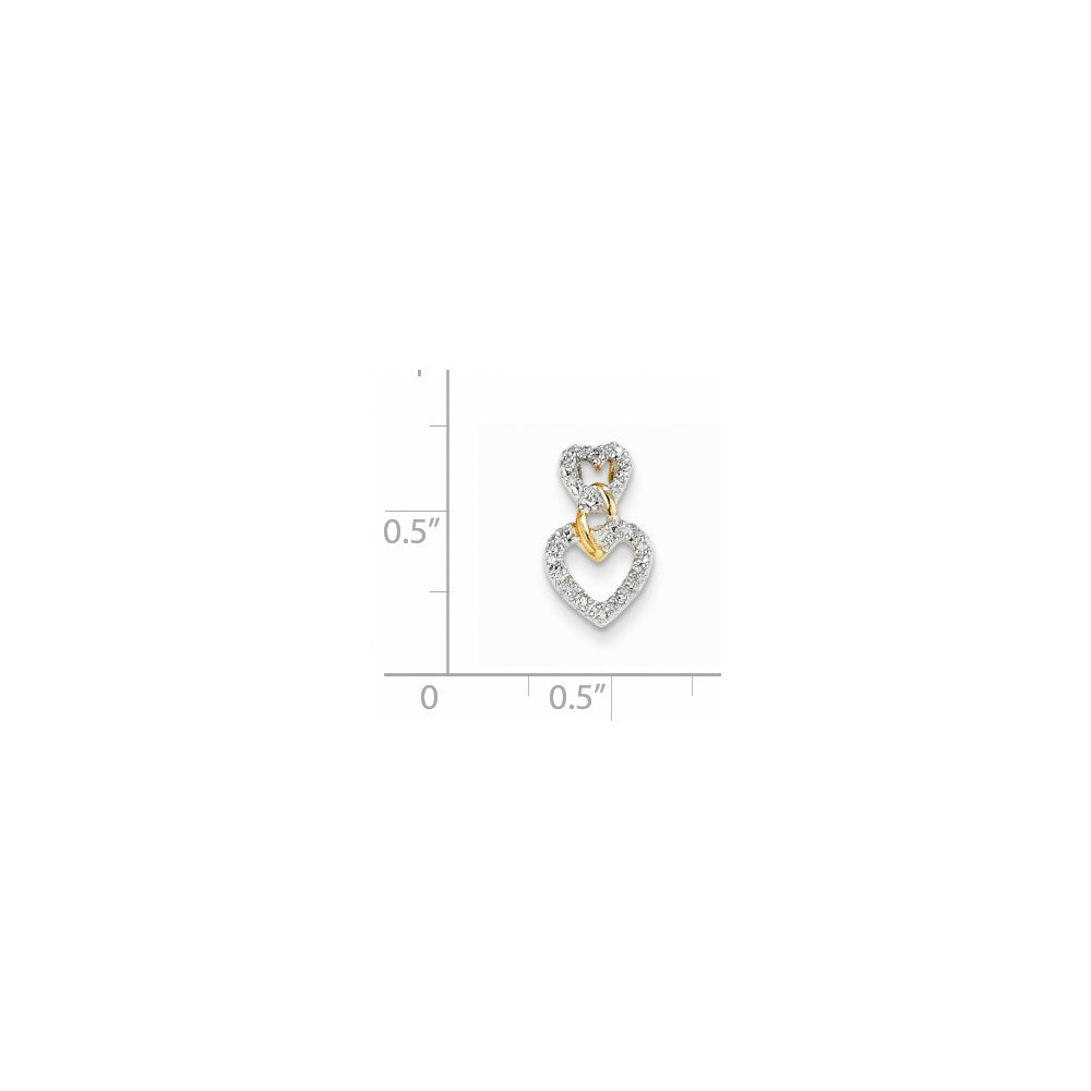14K Gold Diamant-Doppelherz-Anhänger zum Aufschieben