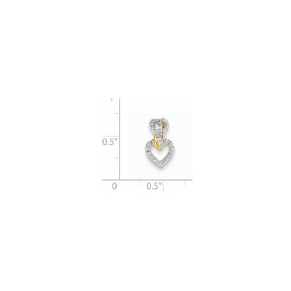 14K Gold Diamant-Doppelherz-Anhänger zum Aufschieben