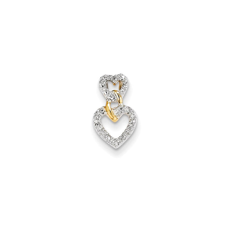 14K Gold Diamant-Doppelherz-Anhänger zum Aufschieben