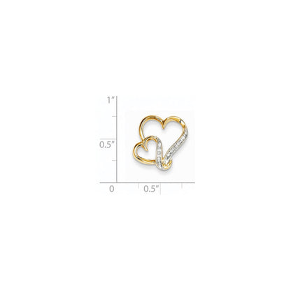 14K Gelbgold Doppelherz-Gleitanhänger mit echtem Diamant