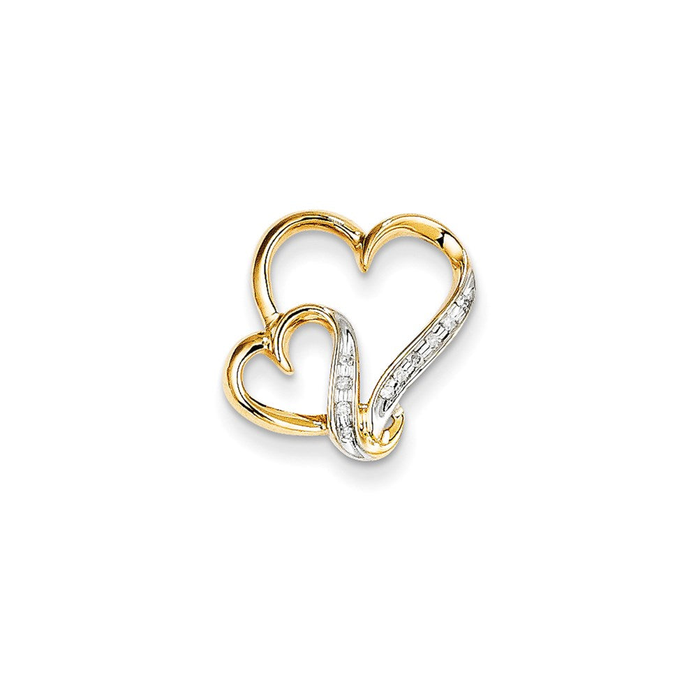 14K Gelbgold Doppelherz-Gleitanhänger mit echtem Diamant