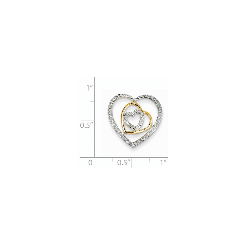 14K Gelbgold Echtdiamant-Dreifachherz-Gleitanhänger