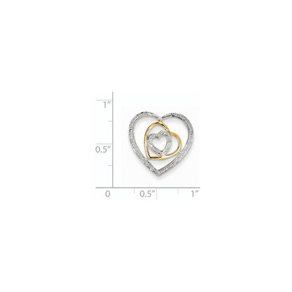 14K Gelbgold Echtdiamant-Dreifachherz-Gleitanhänger