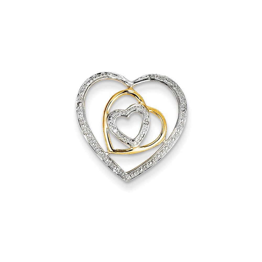 14K Gelbgold Echtdiamant-Dreifachherz-Gleitanhänger