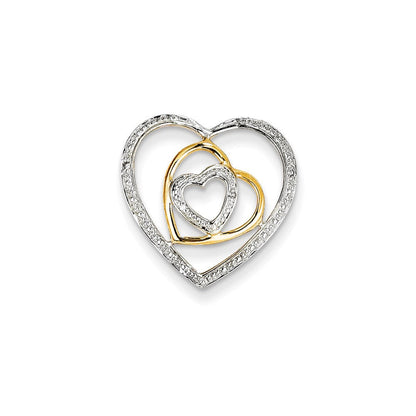 14K Gelbgold Echtdiamant-Dreifachherz-Gleitanhänger