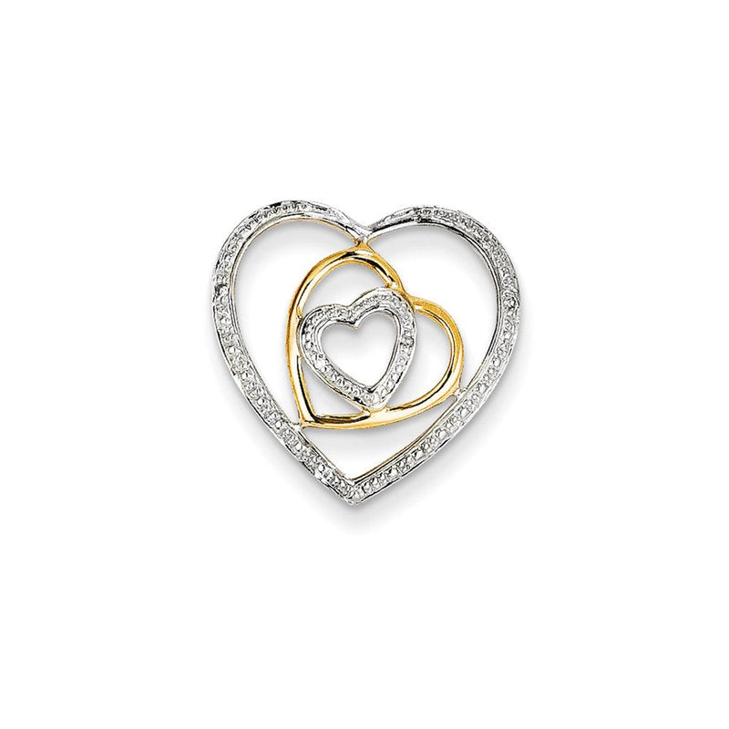 14K Gelbgold Echtdiamant-Dreifachherz-Gleitanhänger