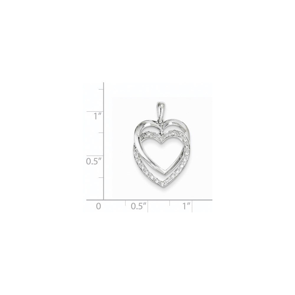 Doppelherz-Anhänger aus 14K Weißgold mit Diamanten