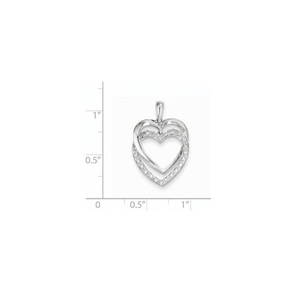 Doppelherz-Anhänger aus 14K Weißgold mit Diamanten