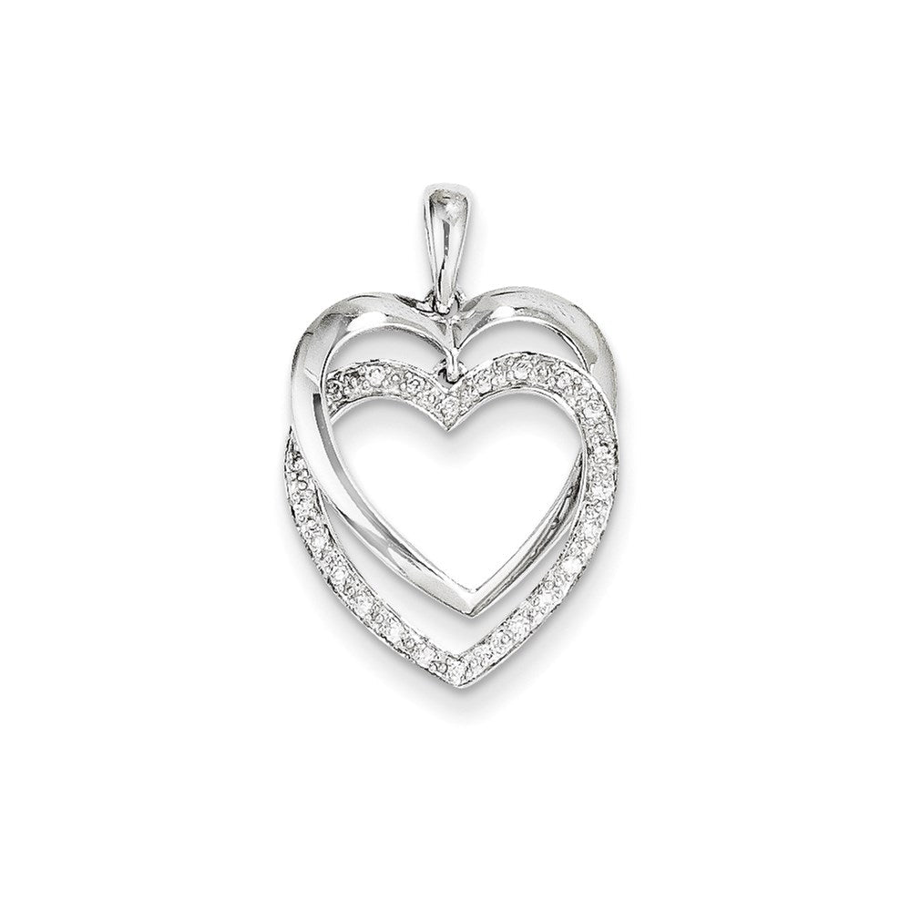 Doppelherz-Anhänger aus 14K Weißgold mit Diamanten