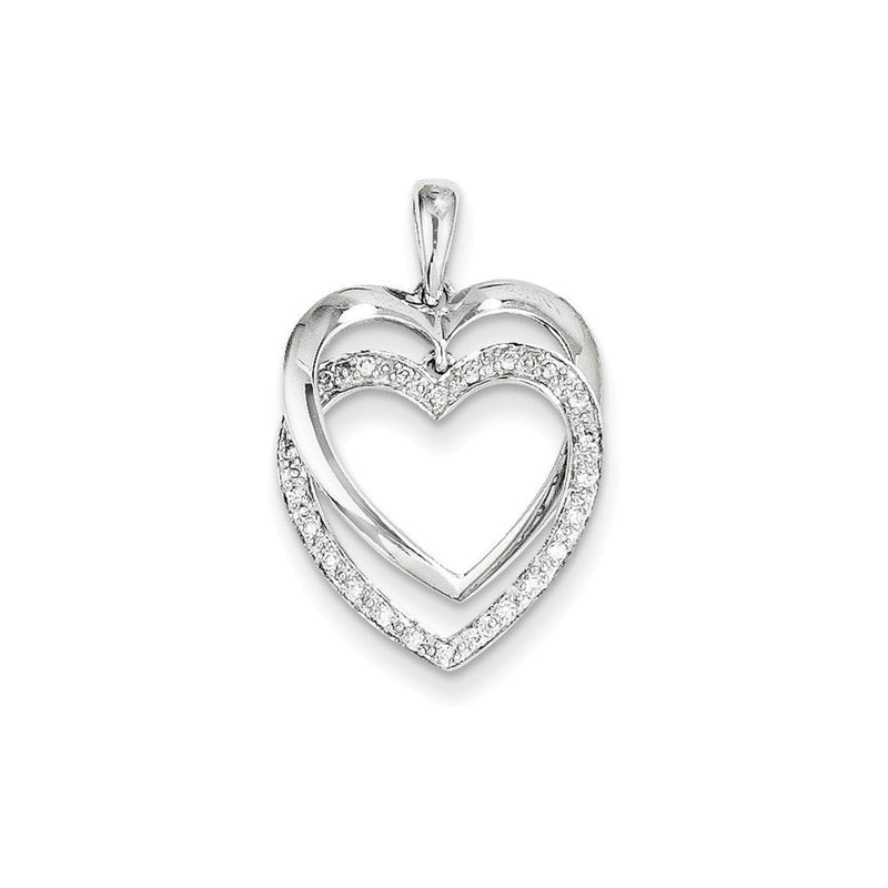 Doppelherz-Anhänger aus 14K Weißgold mit Diamanten