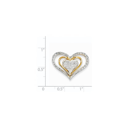 14K Gelbgold Echter Diamant Dreifachherz-Gleitanhänger