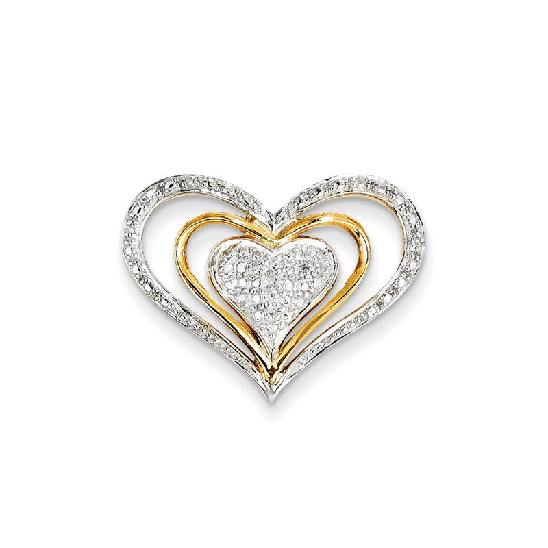14K Gelbgold Echter Diamant Dreifachherz-Gleitanhänger