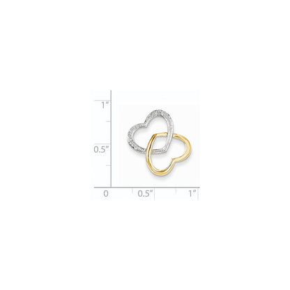 14K Gelbgold Doppelherz-Gleitanhänger mit echtem Diamant