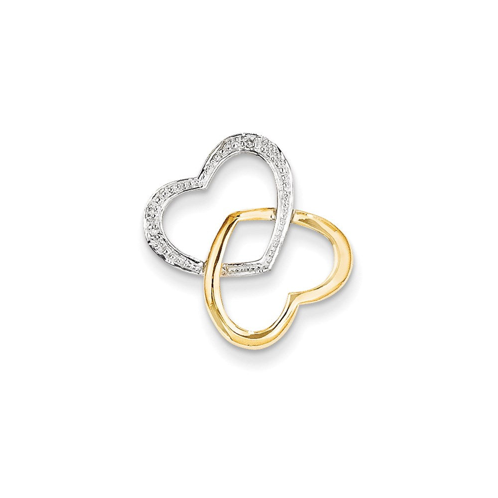 14K Gelbgold Doppelherz-Gleitanhänger mit echtem Diamant