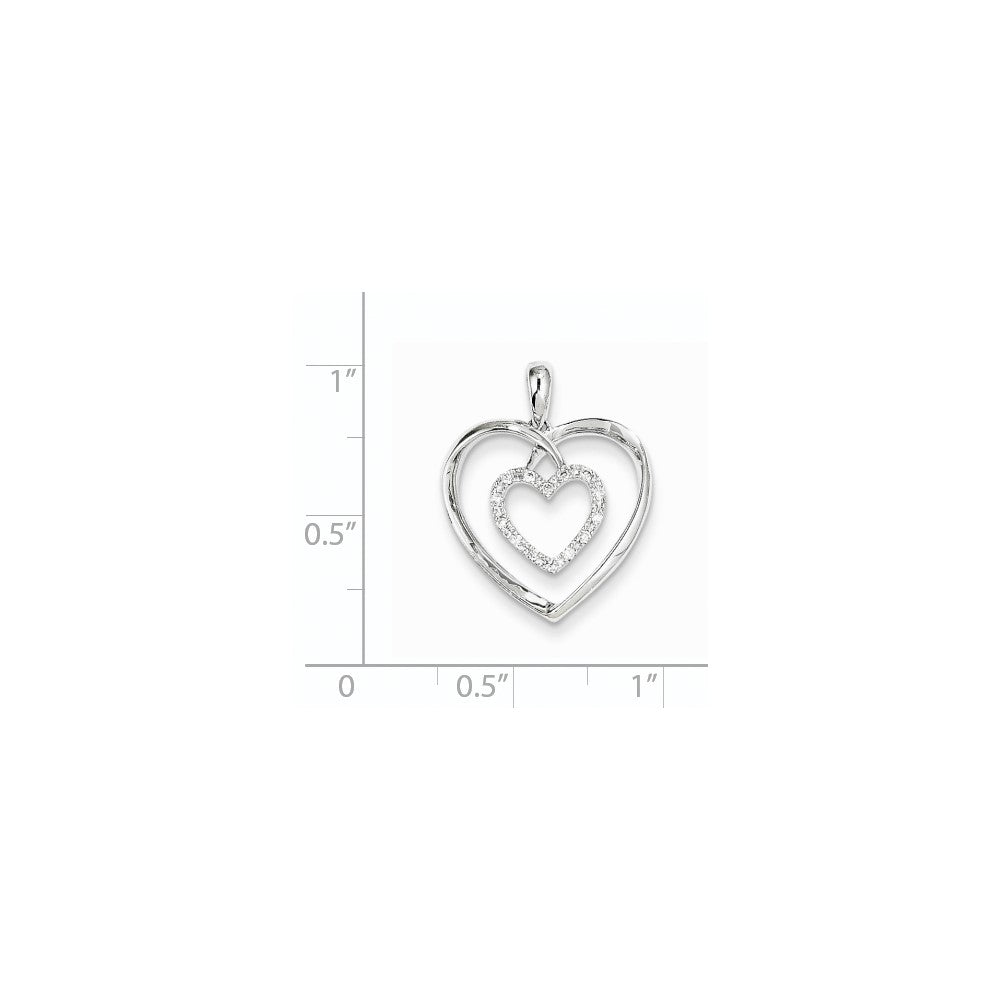 14K Weißgold Herz-Anhänger mit echten Diamanten