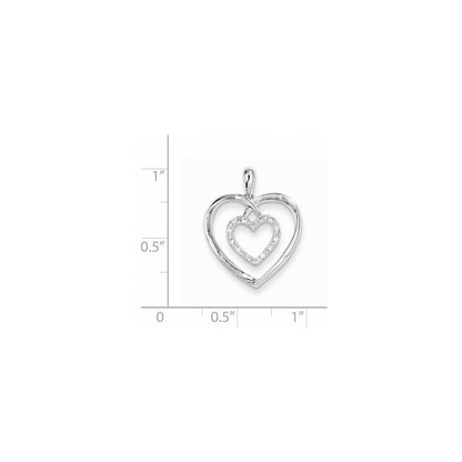 14K Weißgold Herz-Anhänger mit echten Diamanten