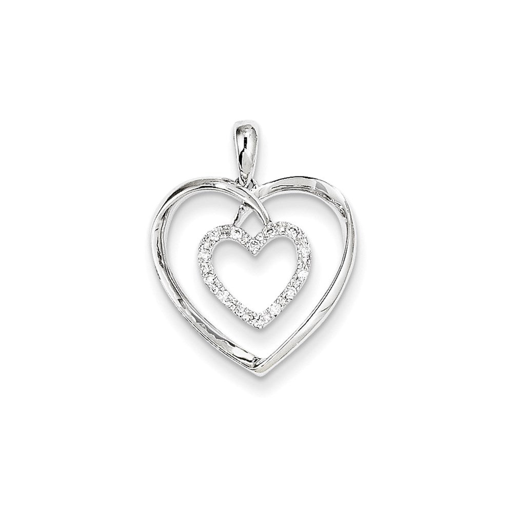14K Weißgold Herz-Anhänger mit echten Diamanten
