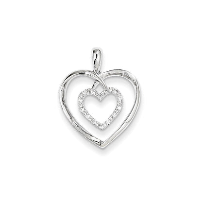 14K Weißgold Herz-Anhänger mit echten Diamanten