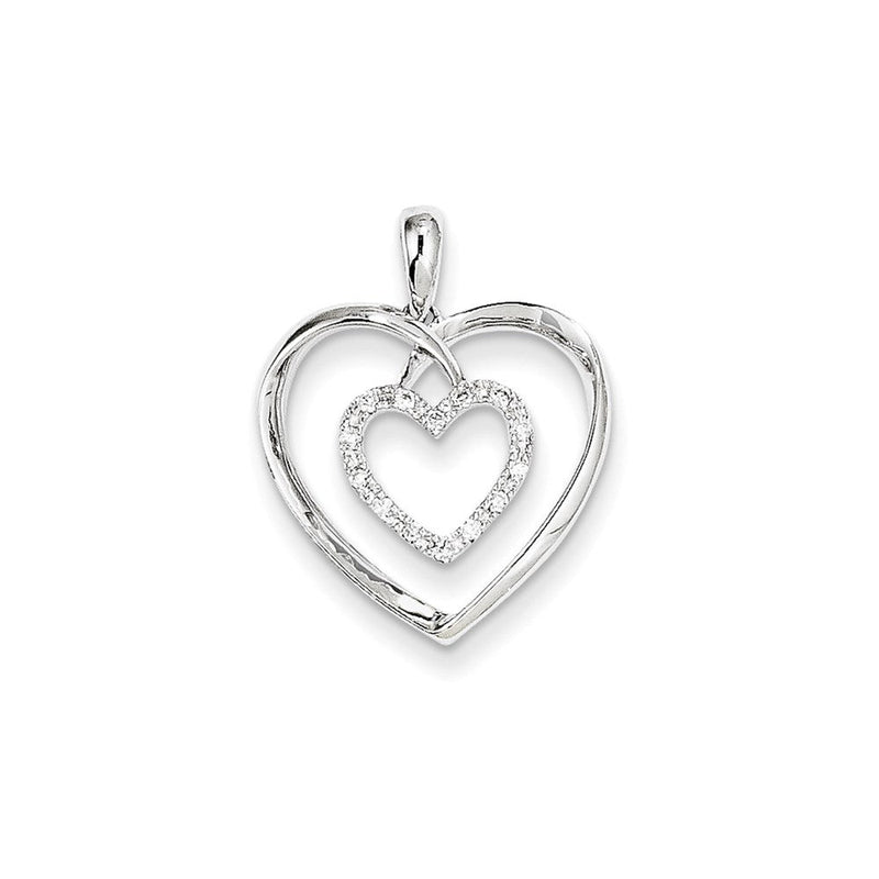 14K Weißgold Herz-Anhänger mit echten Diamanten