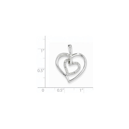14K Weißgold & Echter Diamant Doppelherz-Anhänger
