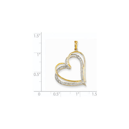 14K Gelbgold & Rhodium Herzanhänger mit echtem Diamant