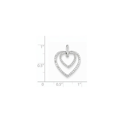 14K Weißgold Echtdiamant-Doppelherz-Anhänger