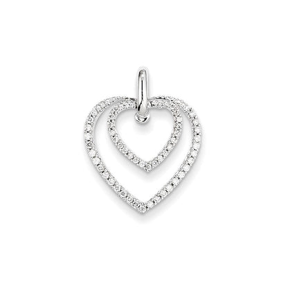 14K Weißgold Echtdiamant-Doppelherz-Anhänger