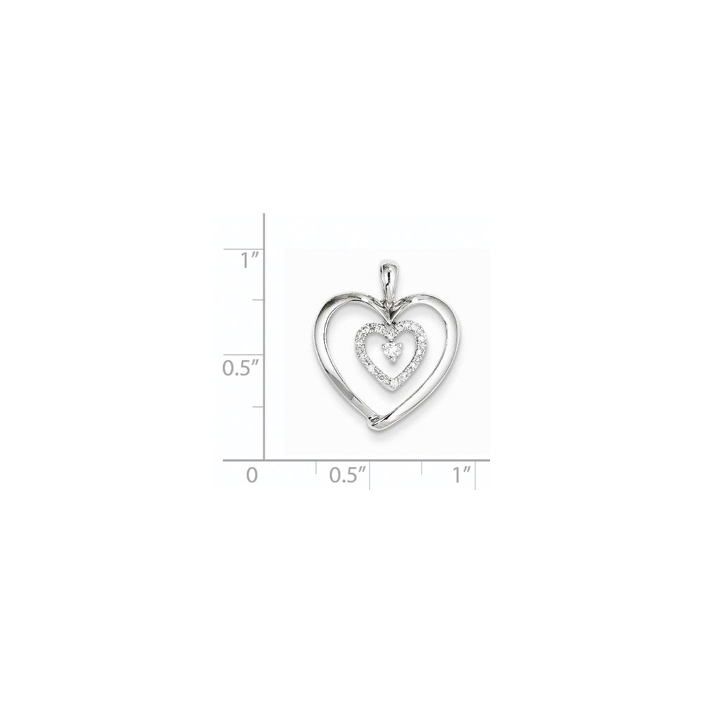 14K Weißgold Herz-Anhänger mit echten Diamanten, hängend